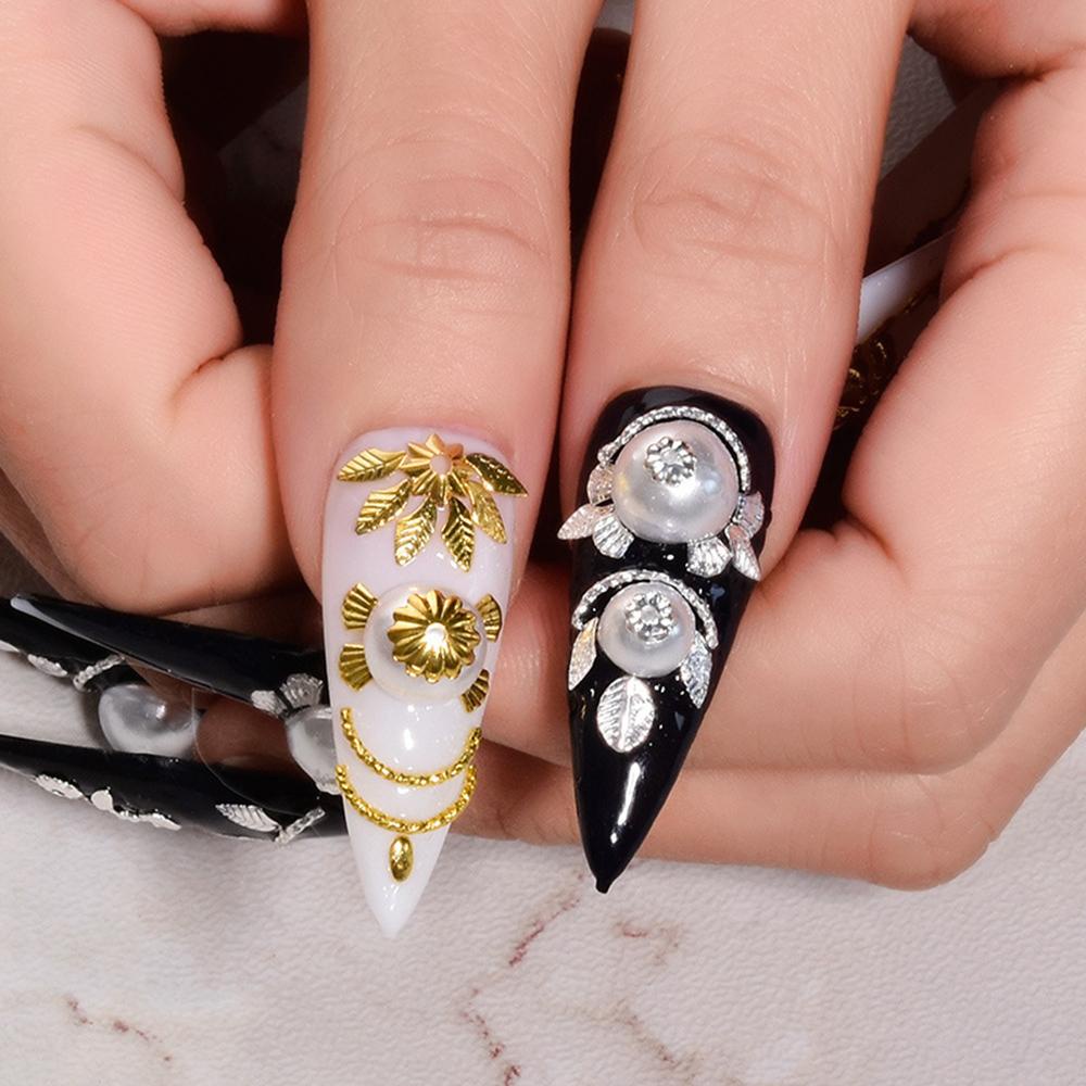 QQMALL Phụ Kiện Trang Trí Móng Tay 3D Phong Cách Retro