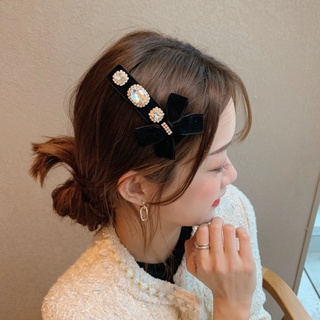 Kẹp tóc nơ đính đá phong cách retro