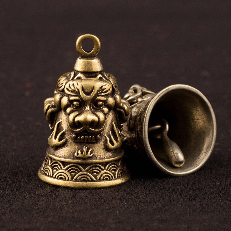 Tượng Đồng Phong Thủy May Mắn Tài Lộc Hình Chuông Sư Tử (Kích Thước: 3.6cm x 2.3cm)
