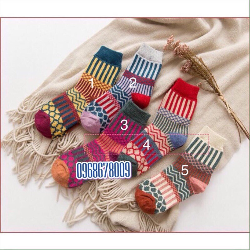 TẤT THỔ CẨM ,VỚ THỔ CẦM LÔNG THỎ VINTAGE DÀY DẶN SIÊU XINH