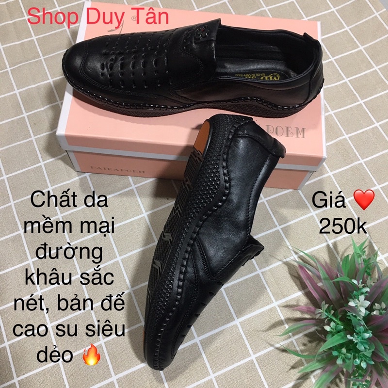 Giày Da Nam, Giày Lười Đục Lỗ mùa hè mới nhất năm 2022 phiên bản lỗ thông gió, chất liệu da bò mềm mại khâu liền đế
