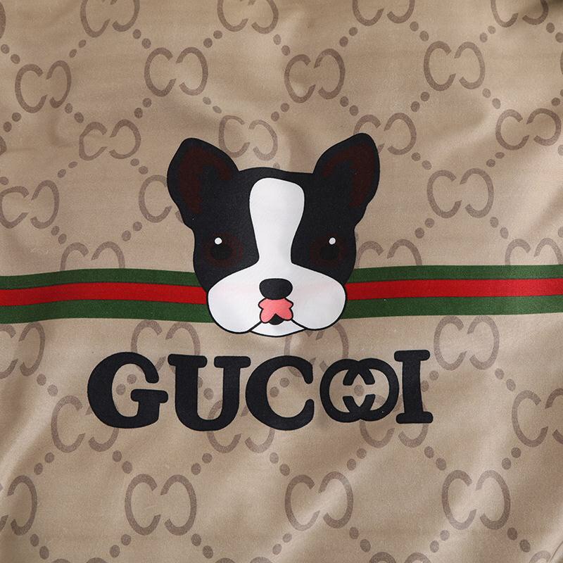 Bộ Chăn Ga Gối Cotton Poly Nhập Khẩu-Chó Nền Nâu Vàng