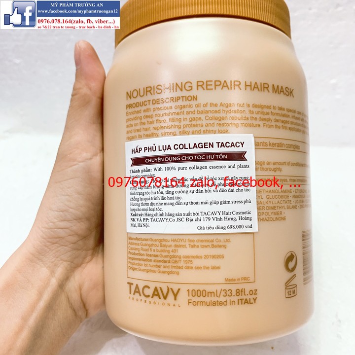 Hấp ủ tóc Tacavy collagen keratin complex siêu mềm mượt