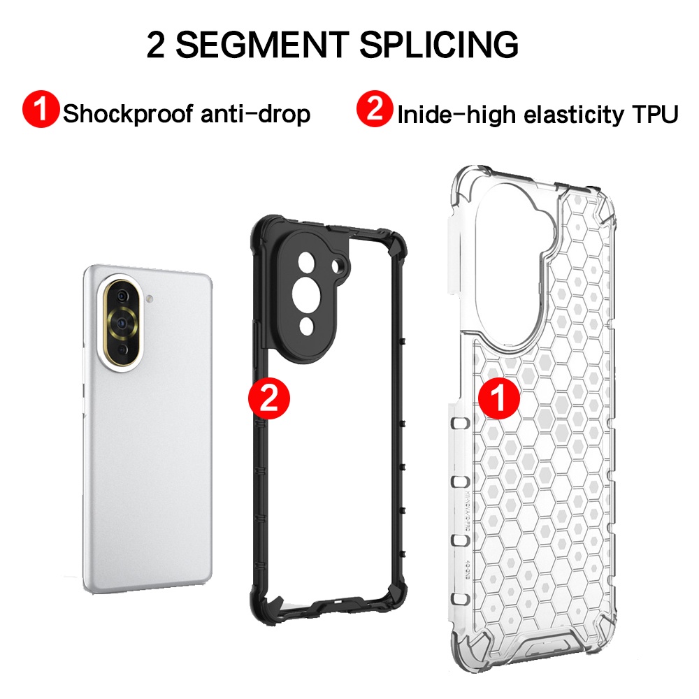 Ốp Điện Thoại Nhựa Cứng Trong Suốt Họa Tiết Tổ Ong Chống Sốc Cho HuaWei Nova Y90 Y70 Y60