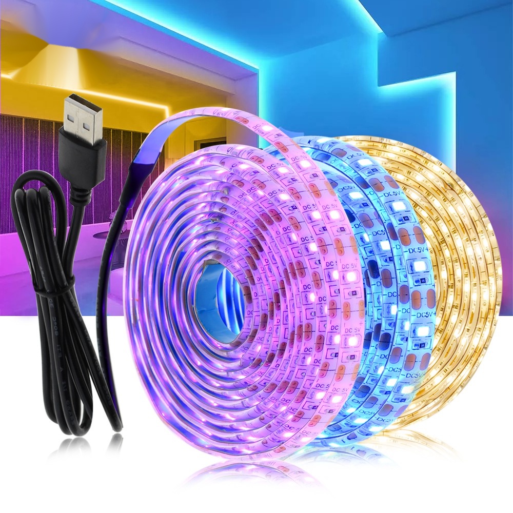 Cuộn Dây Đèn LED USB 2835 SMD dc5v RGB 0.5m 1m 2m 3m 5m Chống Thấm Nước Trang Trí Tiện Dụng