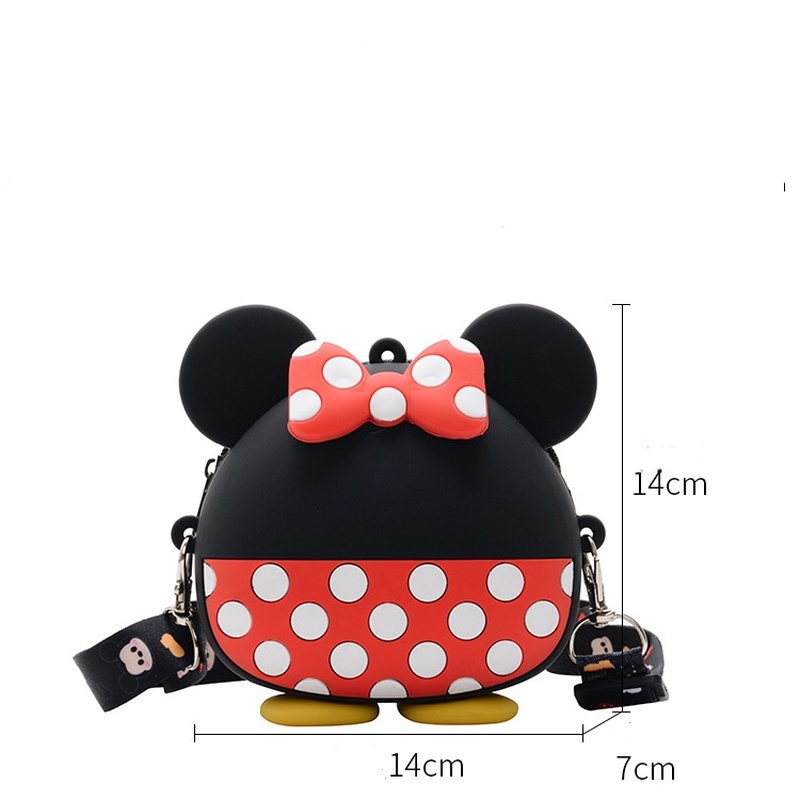 DISNEY Balo đi học bằng silicon chống thấm nước in hình chuột Mickey Minnie dễ thương cho bé gái
