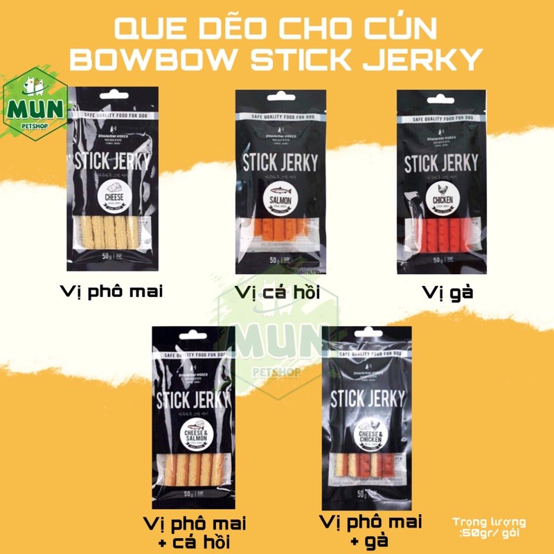 Que dẽo cho Cún Bowbow Stick Jerky gói 50gr ( vị ngẫu nhiên )