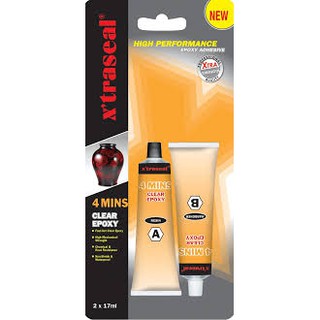 Keo dán đa năng X'traseal Epoxy 4 phút (Keo AB không màu, khi trộn 2 thành phần ra màu trong suốt)