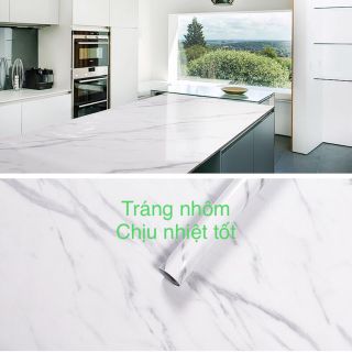 5M decal tráng nhôm giả đá keo sẵn khổ 60 cm - giấy bạc dán bếp
