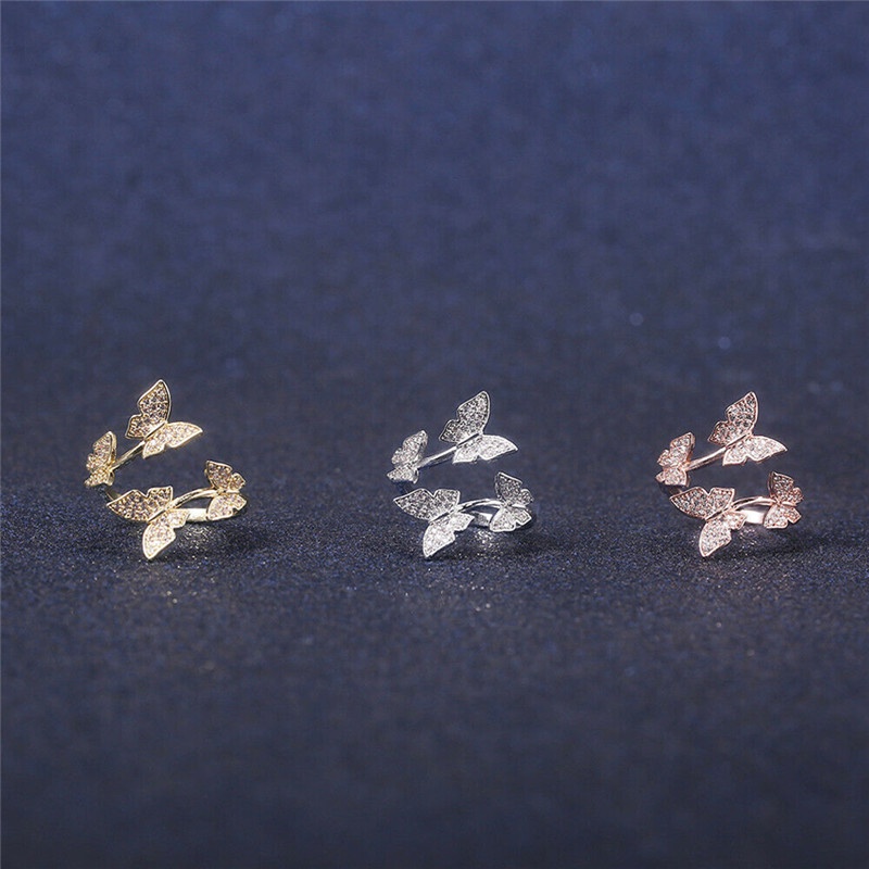 Nhẫn dạng mở gắn hình bướm chỉnh được thời trang cho nữ