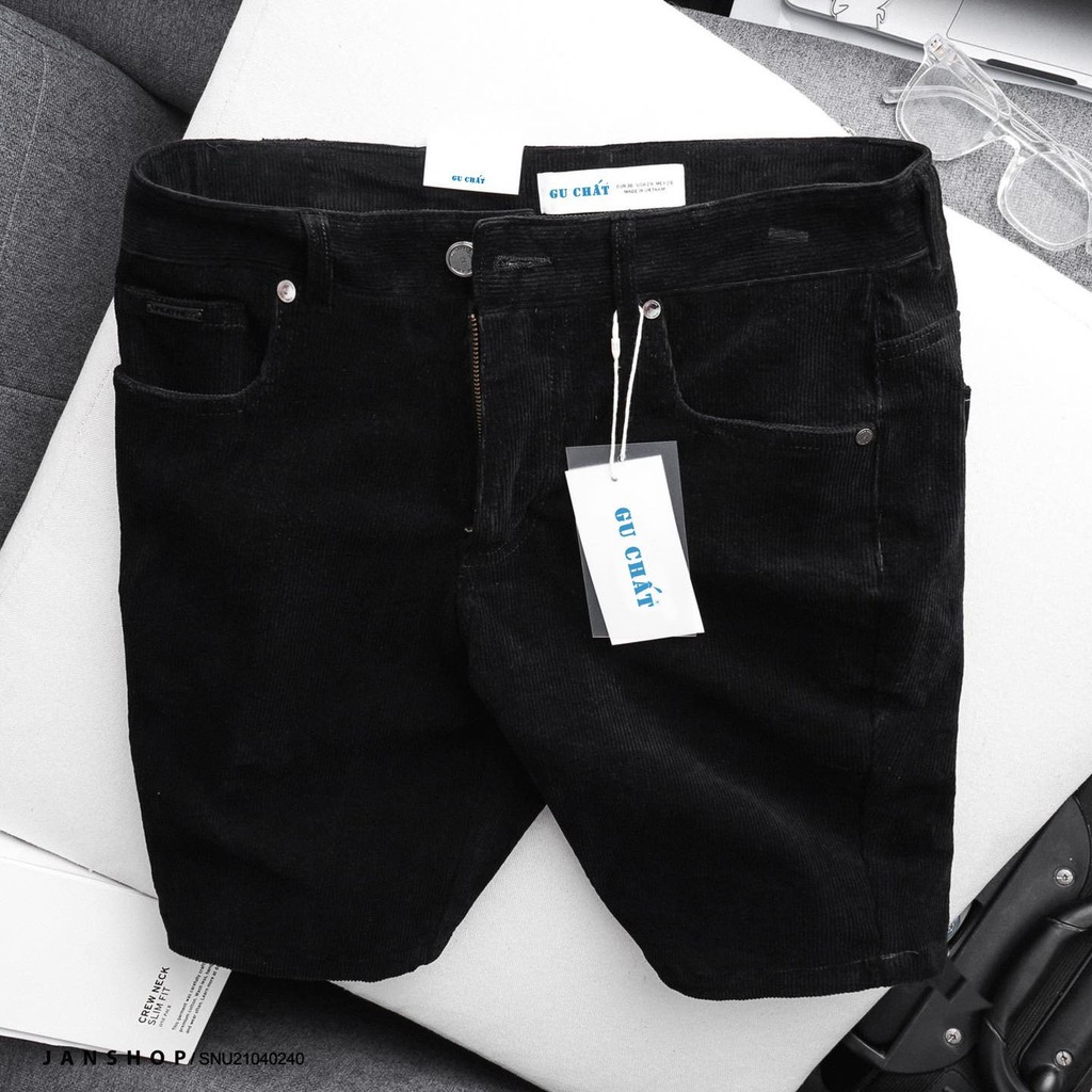 Quần Short Nam GU CHẤT Chất Nhung Tăm Dáng Short Ngắn Hàn Quốc Trẻ Trung, Cá Tính GUQ06