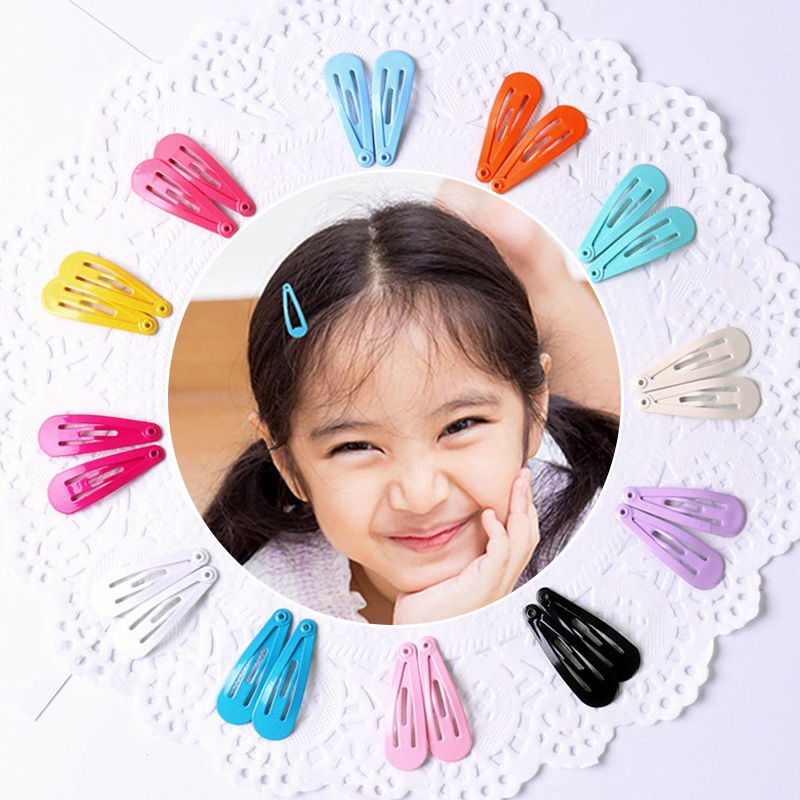 Set 50 Kẹp Tóc 3cm Nhiều Màu Sắc Đơn Giản Cho Bé Gái