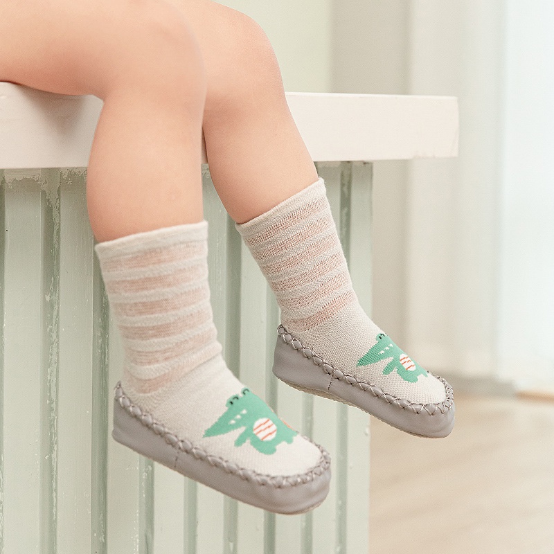 Giày Vớ Thoáng Khí Chống Trượt Hình Khủng Long Dễ Thương Cho Bé