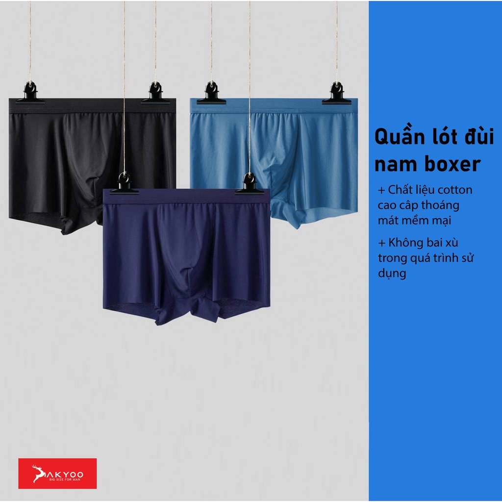 Quần Lót Nam Boxer Bigsize AKYOO, vải cotton thun lạnh co giãn 4 chiều thoáng khí - SIP0511
