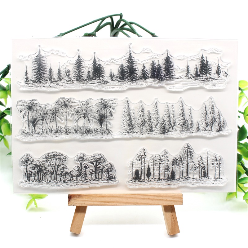 Con Dấu Silicone Trong Suốt Hình Khu Rừng / Cây Trang Trí Scrapbook