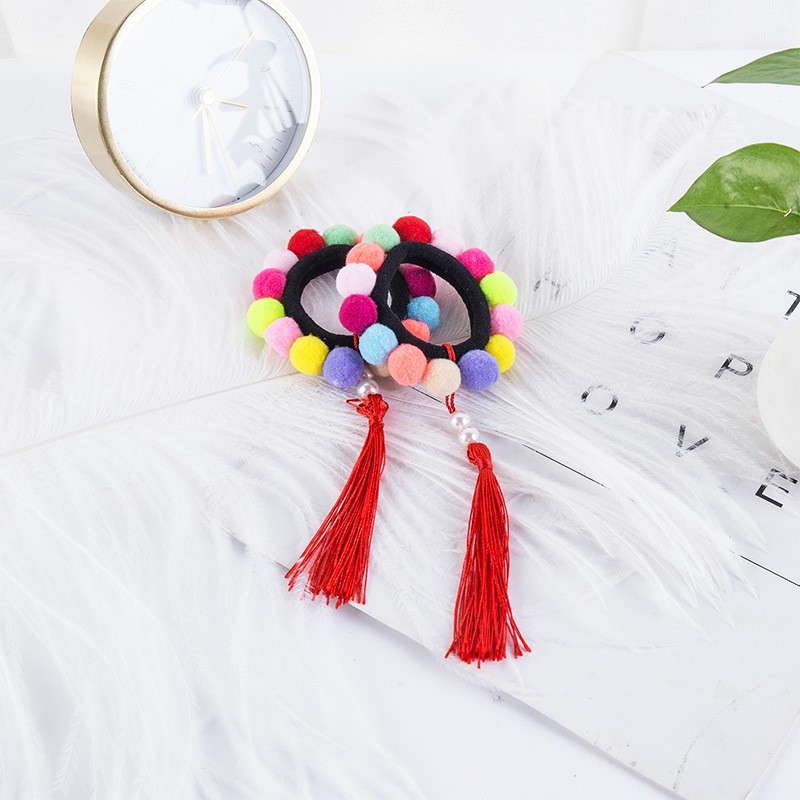 [Hot] Vòng cài tóc, cột tóc chấm bi tua rua, phụ kiện cài tóc công chúa dễ thương 214PKTTB