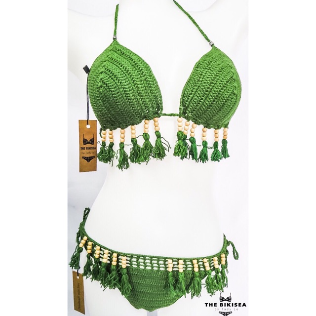 Bikini len móc tua rua phong cách Boho / Crochet Bikini tassels bohemian style