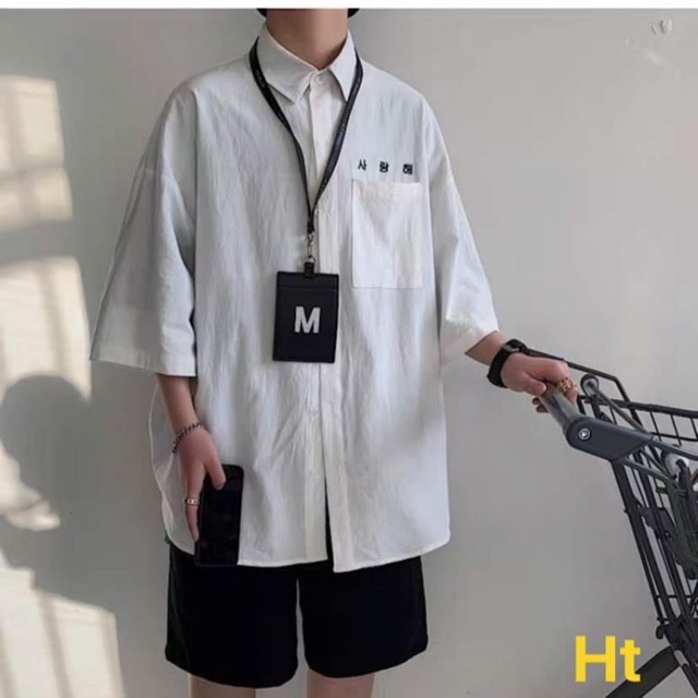 Áo sơmi chữ hàn cộc tay H2D978