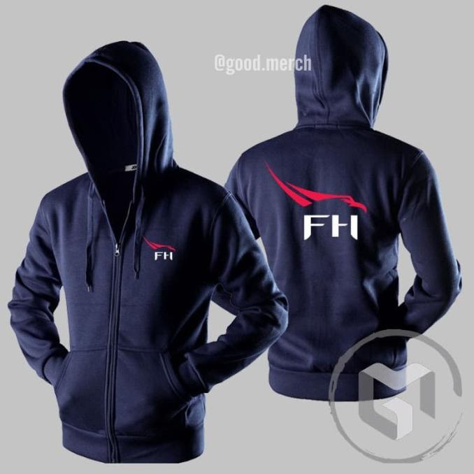 HGH Áo khoác hoodie ngoại cỡ bằng cotton trơn có khóa kéo cho nam