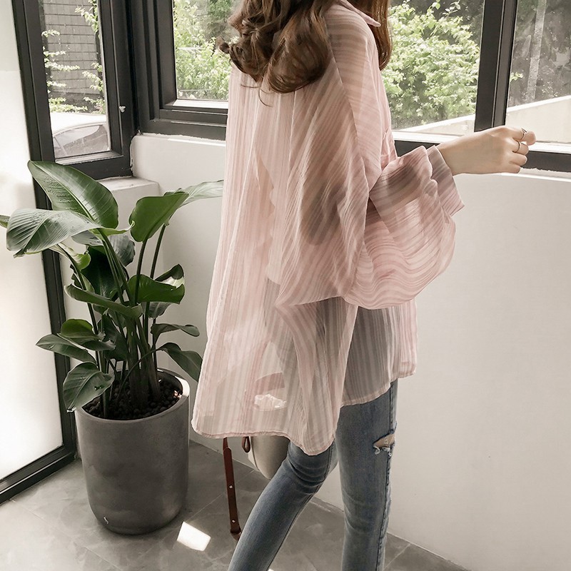 Áo khoác Chiffon sọc tay dài thời trang cho nữ | BigBuy360 - bigbuy360.vn