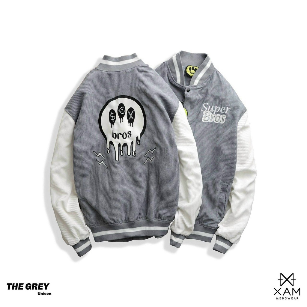 Áo khoác bomber Unisex  chất nhung tăm thêu Hình Mặt Cười, From Rộng Vải nhung 2 Lớp Trẻ Trung