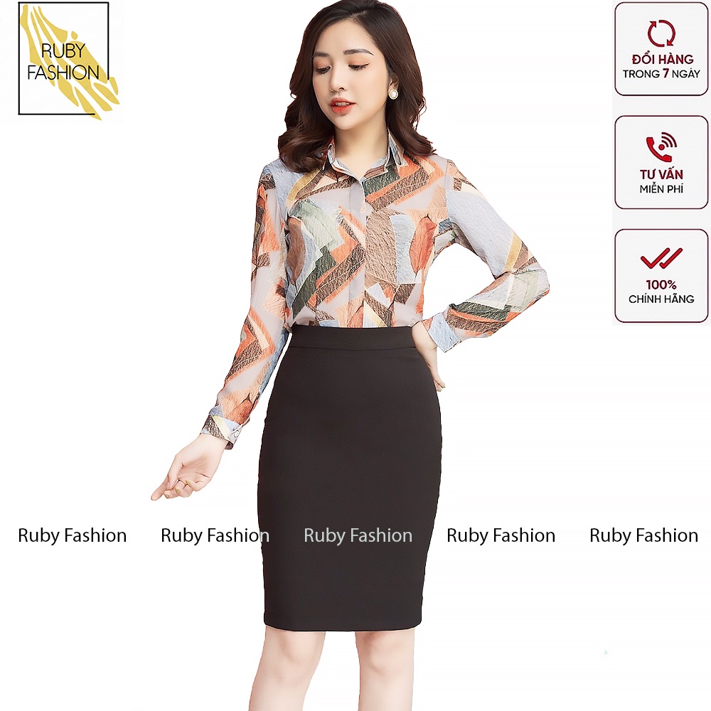 Chân váy bút chì lưng thun cao đồ công sở vải co giãn ôm body xẻ sau dáng dài màu đen