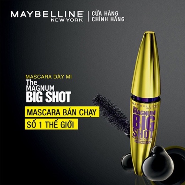 Mascara Dày Mi Cực Đại Maybelline New York The Magnum Big Shot Waterproof Chuốt Mi Không Lem Không Trôi 10ml