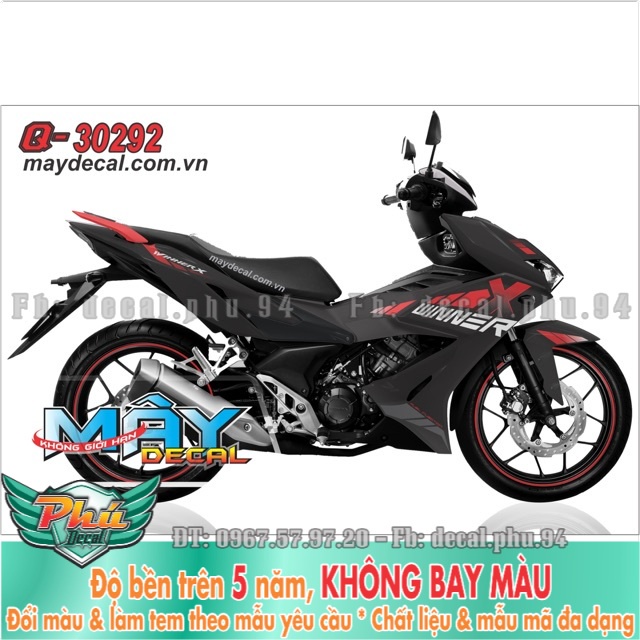 Tem rời winenr X Đỏ đen Nhám bóng -1