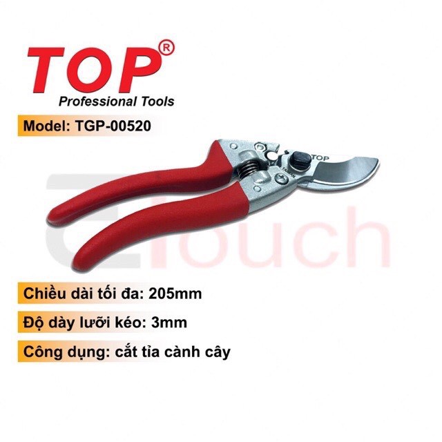 KÉO CẮT CÀNH CÂY CÁN ĐỎ BẠC HIỆU TOP (CHÍNH HÃNG )