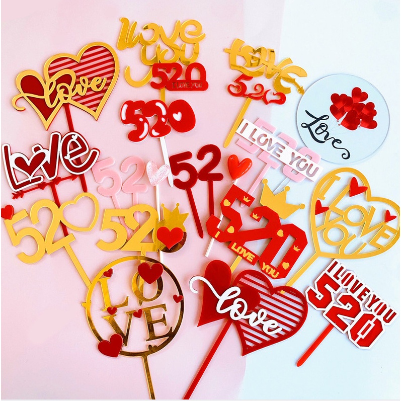 Que Cắm Trang Trí Bánh Chữ Happy Valentine