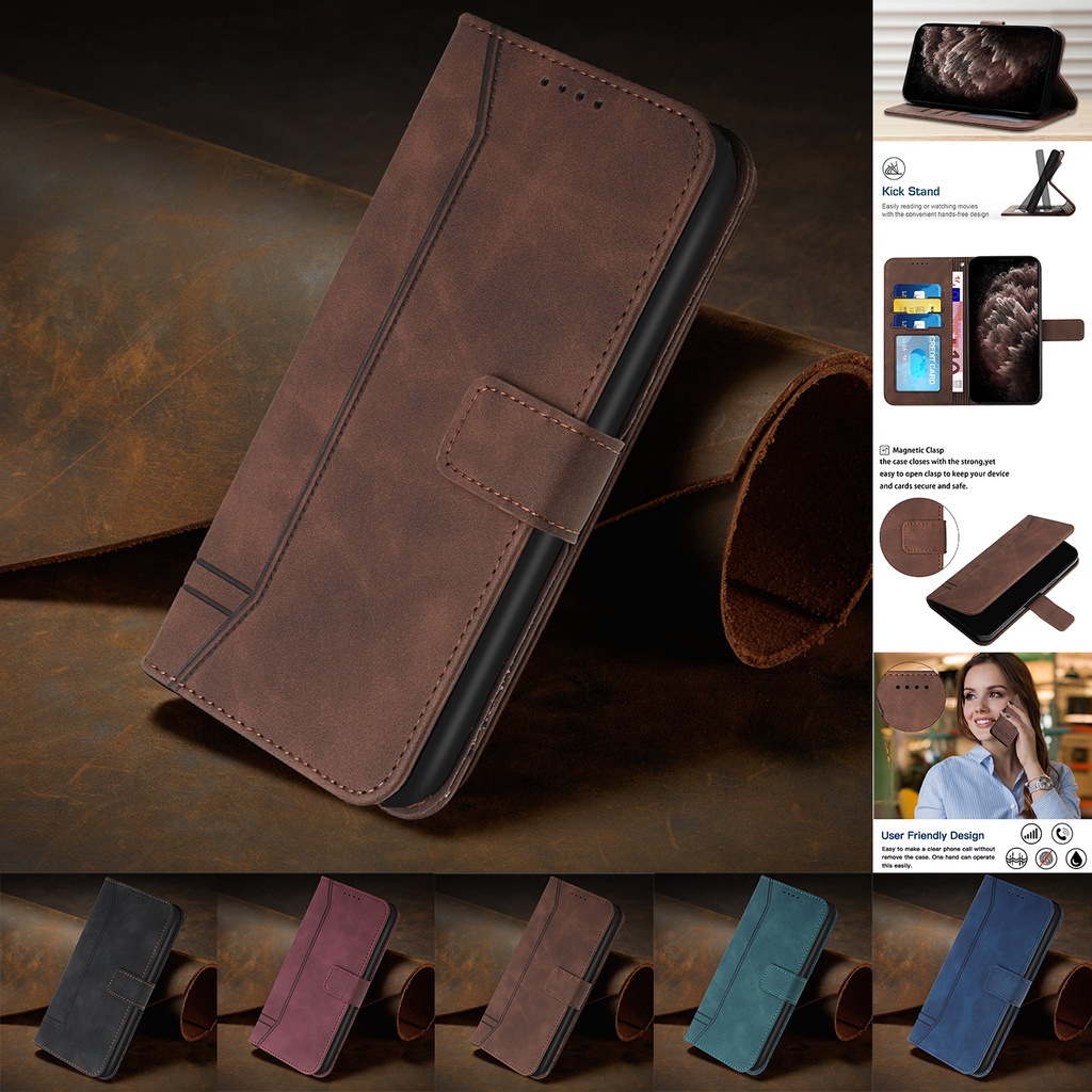 Vỏ Bao Da Pu Nắp Gập Kiểu Ví Kèm Ngăn Đựng Thẻ Sang Trọng Cho Samsung Galaxy Note9 Note8 S10 S9 S8 Plus S7 Edge S10 + S9 + S8 + Ốp