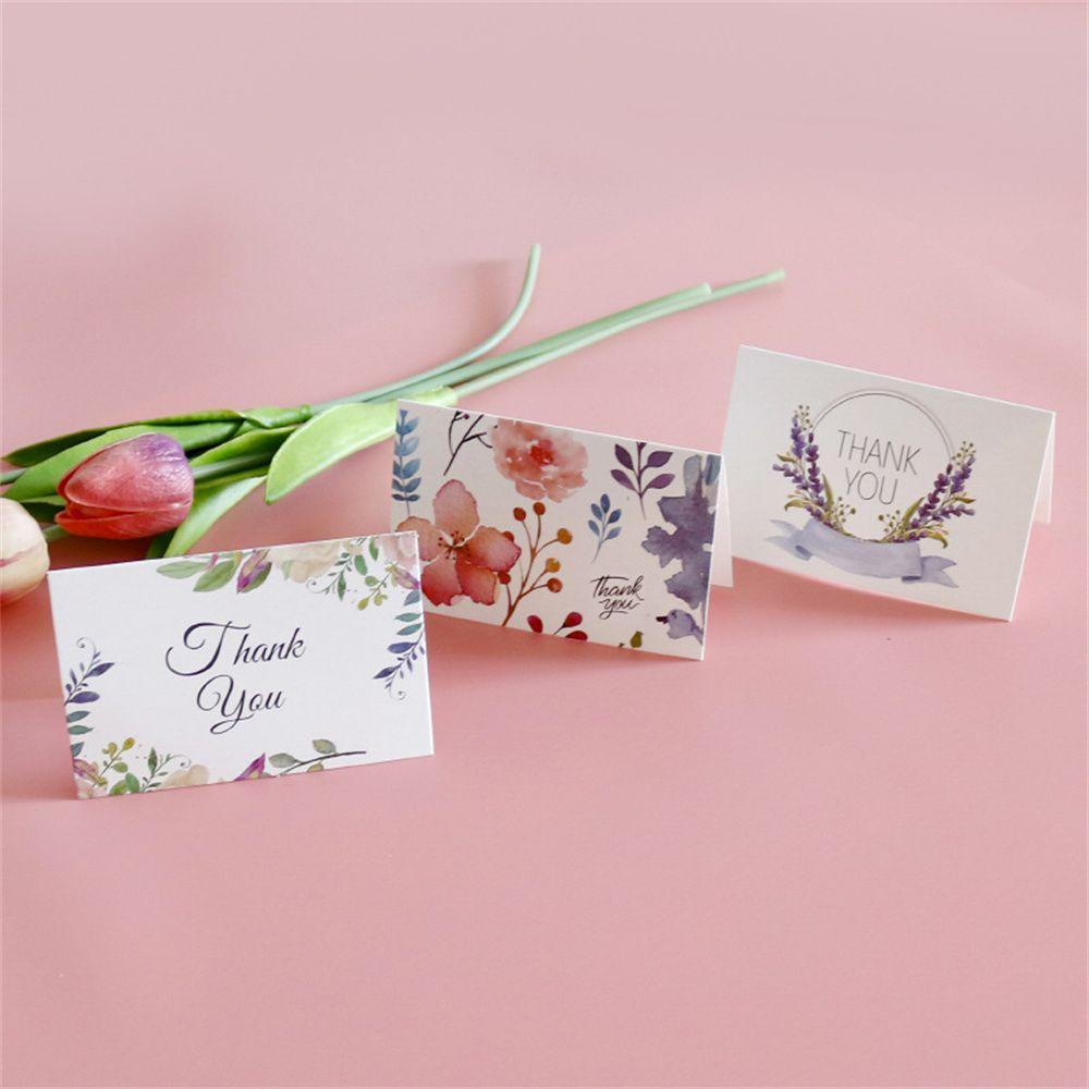 Set 6 Tấm Thiệp Cảm Ơn In Hoa Xinh Xắn