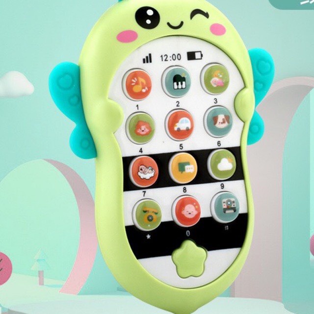 Tặng Pin + dây đeo] Đồ Chơi Điện Thoại Thông Minh Hình Thú Có Đèn Nhạc Cho Bé
