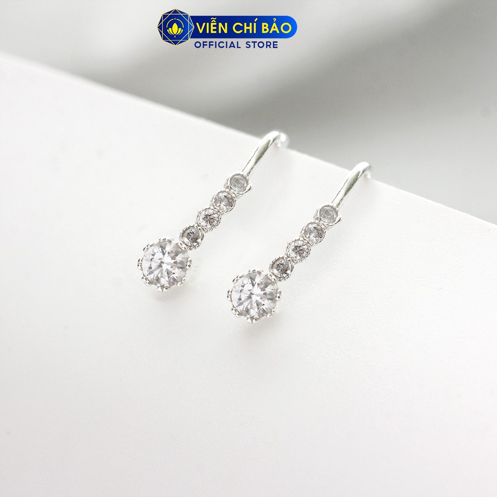 Bông tai nữ móc câu lấp lánh chất liệu bạc 925 thời trang phụ kiện trang sức Viễn Chí Bảo B400122x