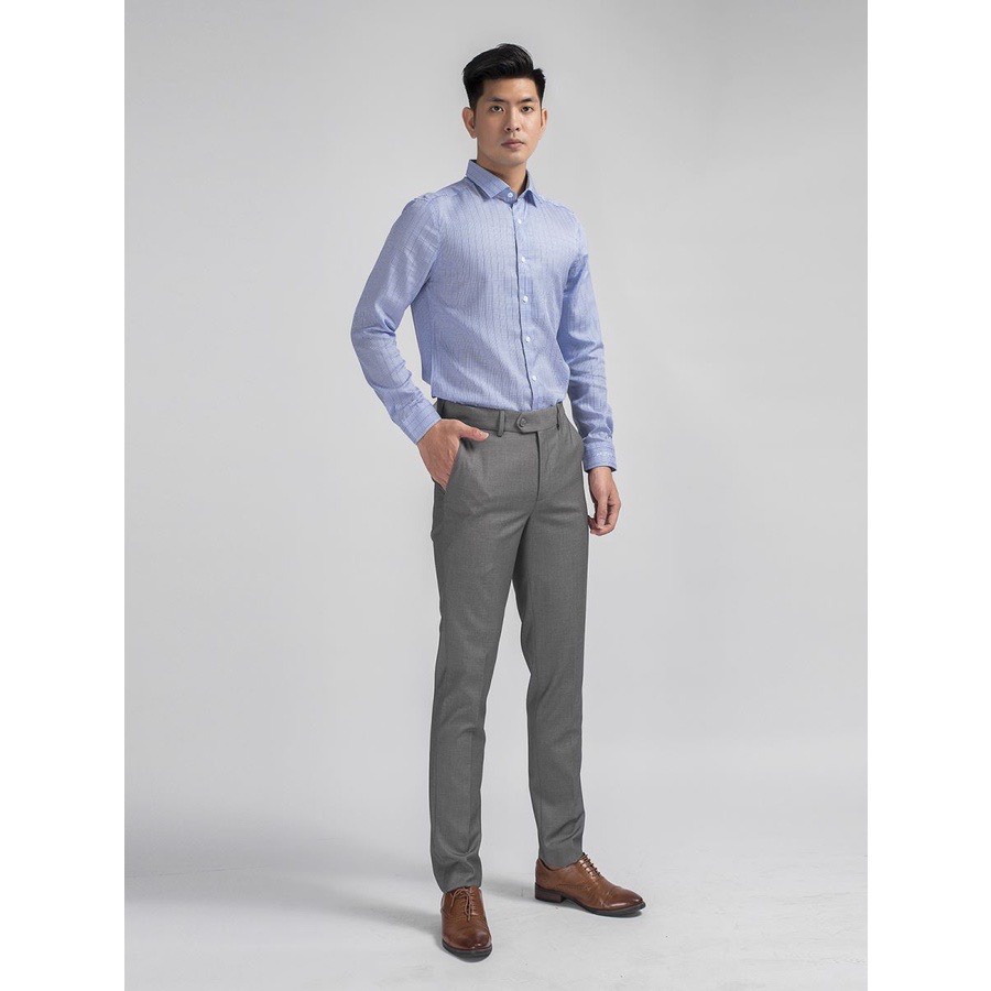 Áo sơ mi dài tay nam Aristino Caro xanh chéo - regular- tà lượn ALS00208