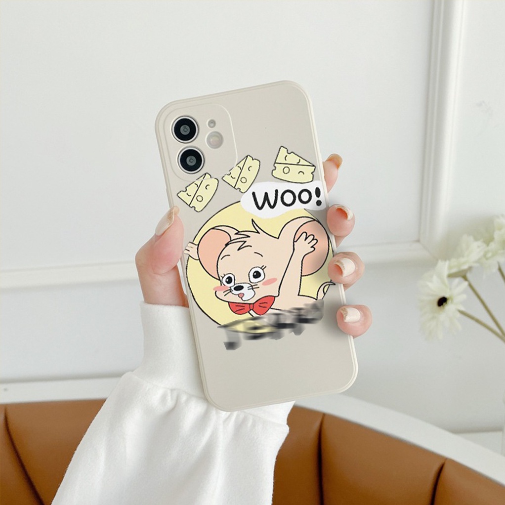 Ốp lưng iphone cạnh vuông Mèo chuột đáng yêu dành cho iphone 6 đến 14promax - E127