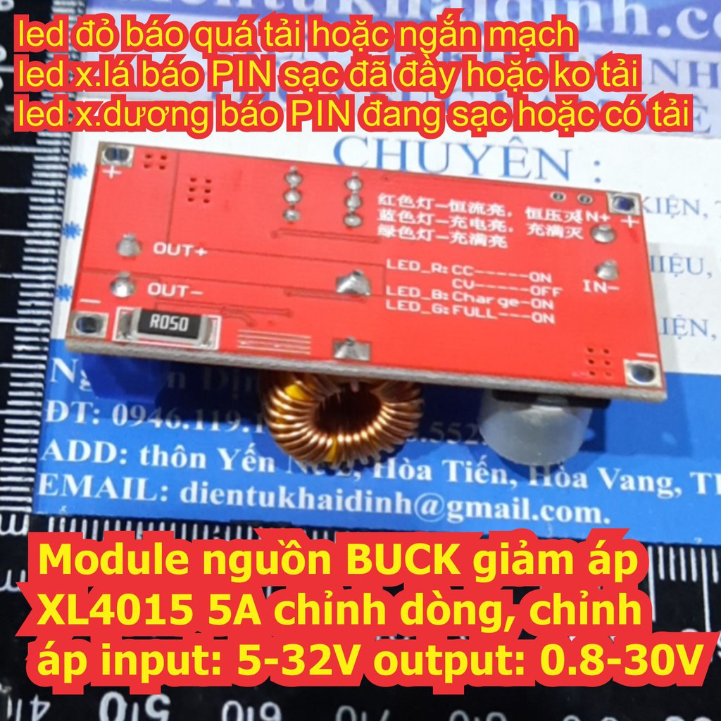 Module nguồn BUCK giảm áp XL4015 5A chỉnh dòng, chỉnh áp input: 5-32V output: 0.8-30V kde7159