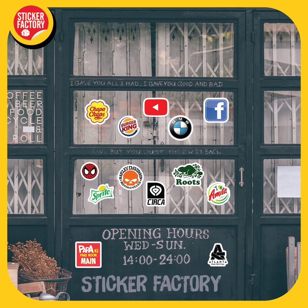 Logo - hộp set 100 sticker decal hình dán nón bảo hiểm , laptop, xe máy, ô tô - STICKER FACTORY