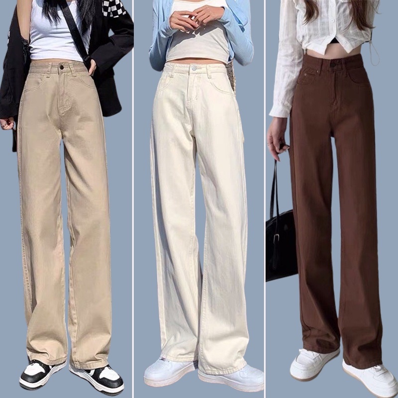 Quần Kaki trơn, Quần Baggy Nam Nữ jean Ống Suông Rộng Trẻ Trung Năng Đ