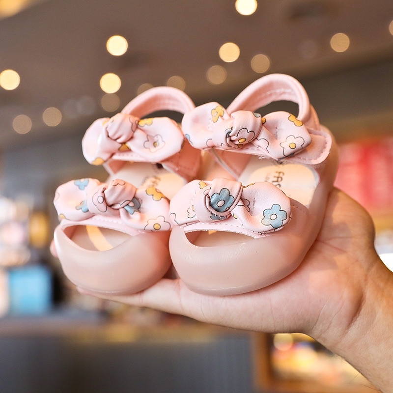 Sandal  nơ xinh xắn cho bé gái chất da PU siêu mềm êm chân Hot 2022