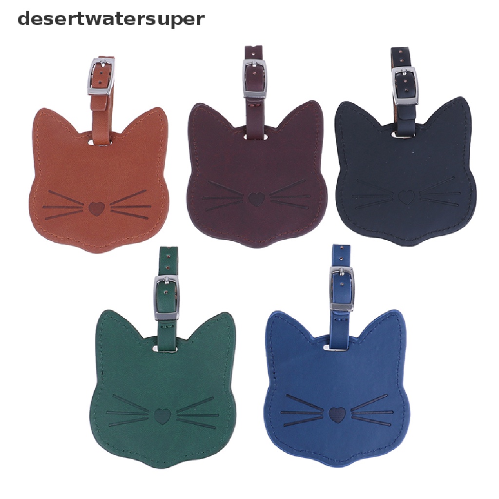 Thẻ Treo Hành Lý Hình Mèo Bằng Da Đáng Yêu