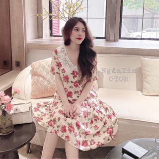 Đầm hoa dáng suông phối ren