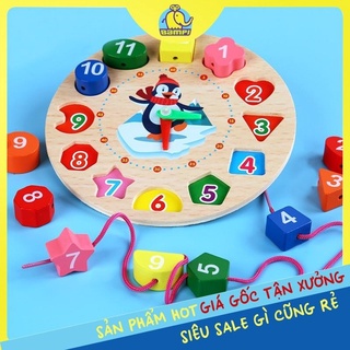 Đồ chơi đồng hồ gỗ cho bé phát triển trí tuệ, đồ chơi giáo dục