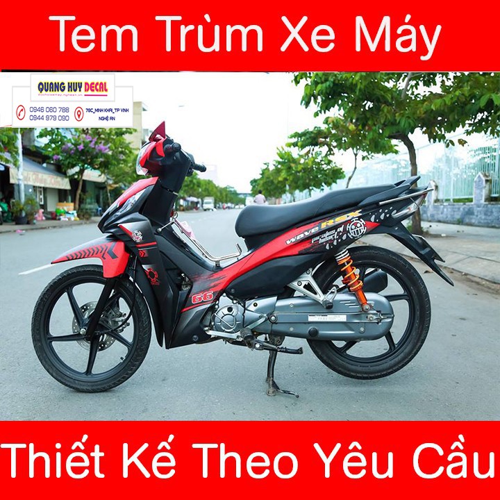 Tem trùm wave rsx đỏ đen, độ phủ bộ team decal cho xe máy rẻ đẹp