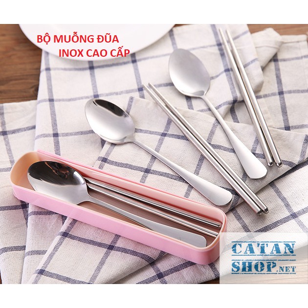 Bộ muỗng đũa INox du lịch siêu nhẹ chỉ 68gam, bộ thìa đũa du lịch cơm trưa văn phòng