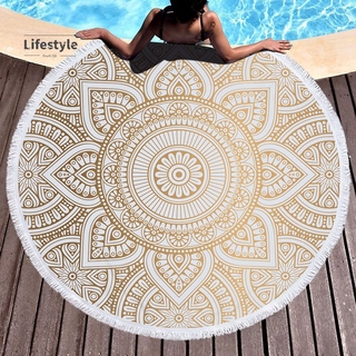 MICROFIBER MANDALA Thảm Tròn Đi Biển In Họa Tiết Phong Cách Bohemian Cổ Điển