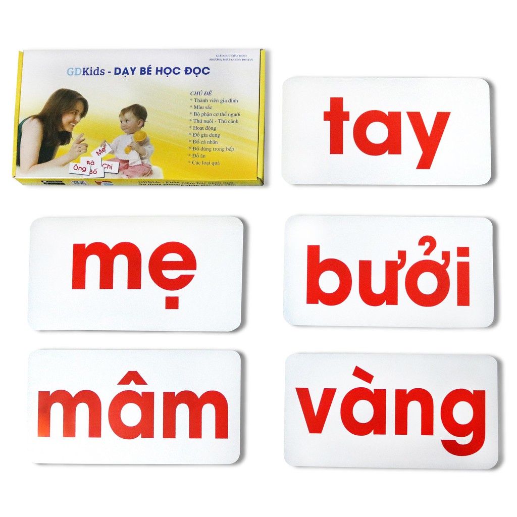 [Bộ 100 thẻ] Flashcard - Thẻ Học Dạy Bé Học Đọc Glenn Doman Chương trình Cơ Bản