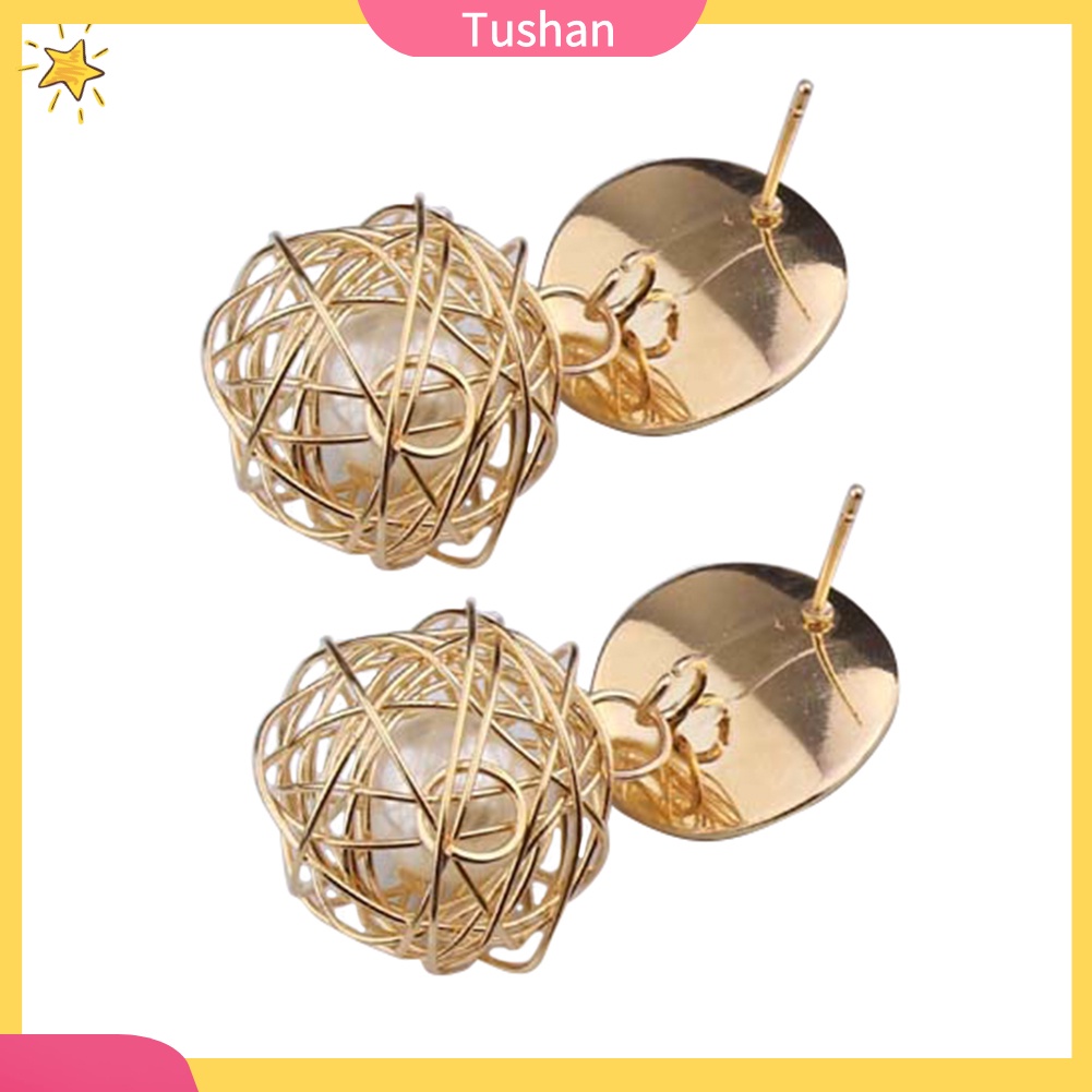 Đôi Khuyên Tai Hình Quả Cầu Phối Hạt Ngọc Trai Giả Thời Trang Cho Nữ