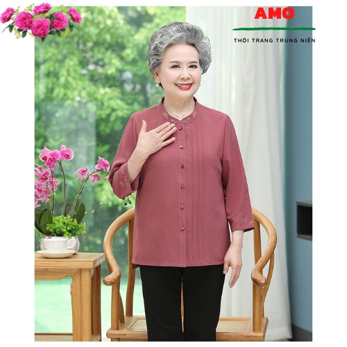 Áo sơ mi cho người trung niên, người già, đũi trơn