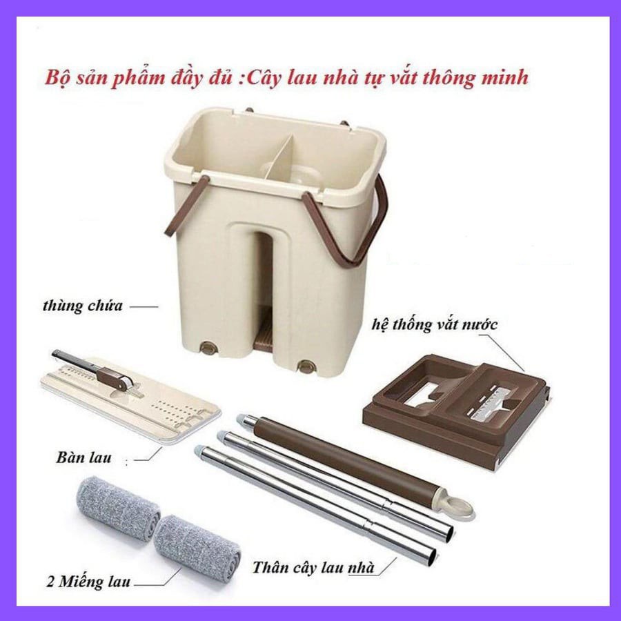 ❤️Loại To❤️ Bộ Chổi Lau Nhà Cây Lau Nhà Tự Vắt 360 Độ Chính Hãng Cao Cấp Tặng Kèm 2 Bông Lau